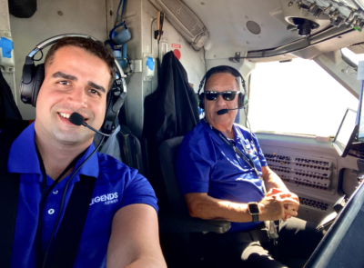 Paxie Cordova flying a Legends Airways Saab 340 aircraft.