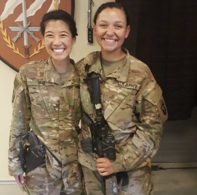 Major Amy Yau (left) and Specialist Samantha Basford (right).